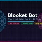 Blooket bot featured image showing a robot icon with glowing cyan eyes, bold title text, and code snippets on a dark tech-themed background.
