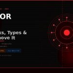 Infector virus cybersecurity guide — virus cell illustrations with spike proteins on dark background with red binary code