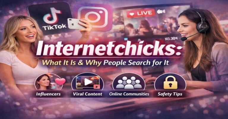Internetchicks concept showing internet influencers, social media creators, and online communities with digital platforms