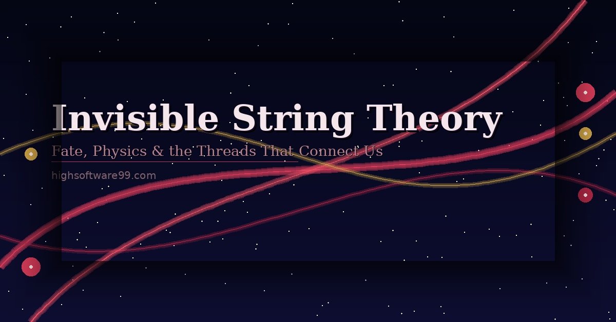 Red thread curves glowing against a dark night sky background representing invisible string theory concept