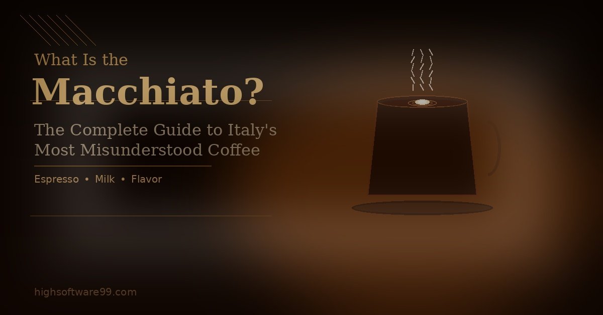 **macchiato coffee cup with espresso and milk foam on dark background**