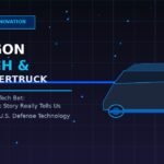 **Pentagon building with Tesla Cybertruck and Big Tech logos representing U.S. defense technology partnerships**