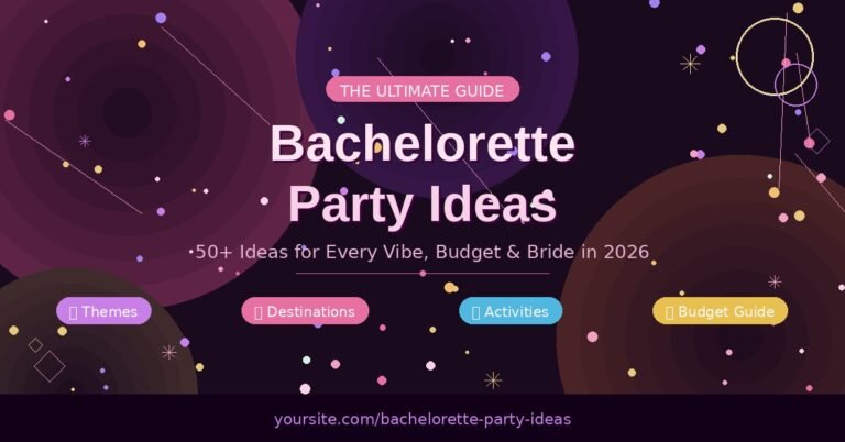 Bachelorette Party Ideas — The Ultimate Guide. 50+ Ideas for Every Vibe, Budget and Bride in 2026. Categories include Themes, Destinations, Activities, and Budget Guide.