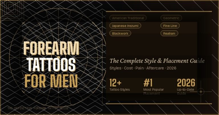 `Forearm tattoos for men complete style guide 2026 featuring American Traditional, Japanese, Blackwork, Geometric and Fine Line designs`